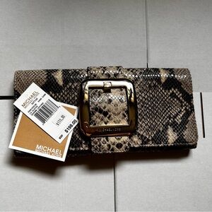 Michael Kors Brown Snake Print Clutch